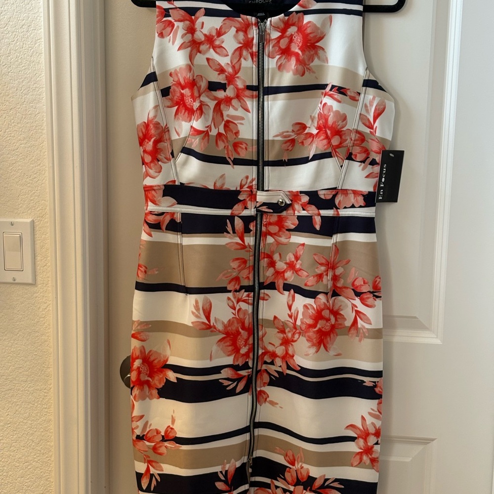 Floral Striped Sleeveless Dress 1003